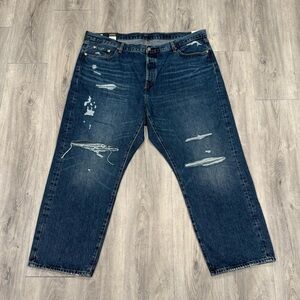 Levi's ‘90s Blue Straight Leg Jeans with Distressed Details 22M